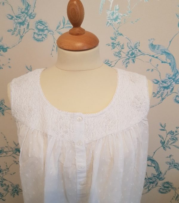 Womens Nighties, Livy is our shorter style nightdress made from really beautiful soft swiss dot 100% cotton, with exceptionally pretty smocking detail on the yoke.