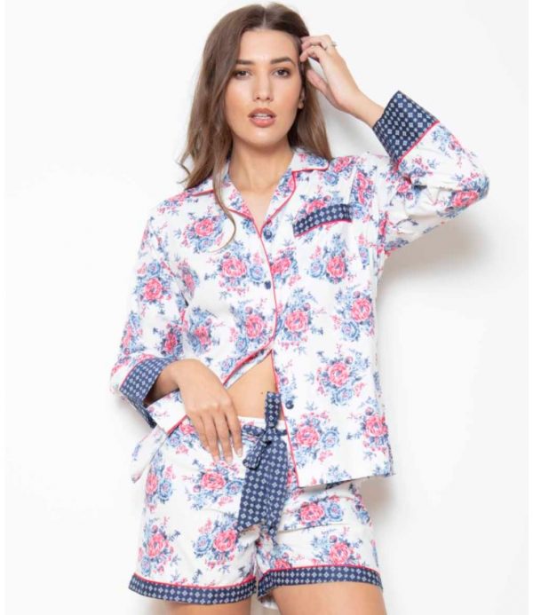 Rose Patch Shorts Pyjama set is so adorable and  stylish.  Made from  100%  breathable soft cotton. 