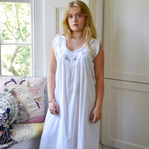 Sally Frilled Sleeveless Cotton Nightdress